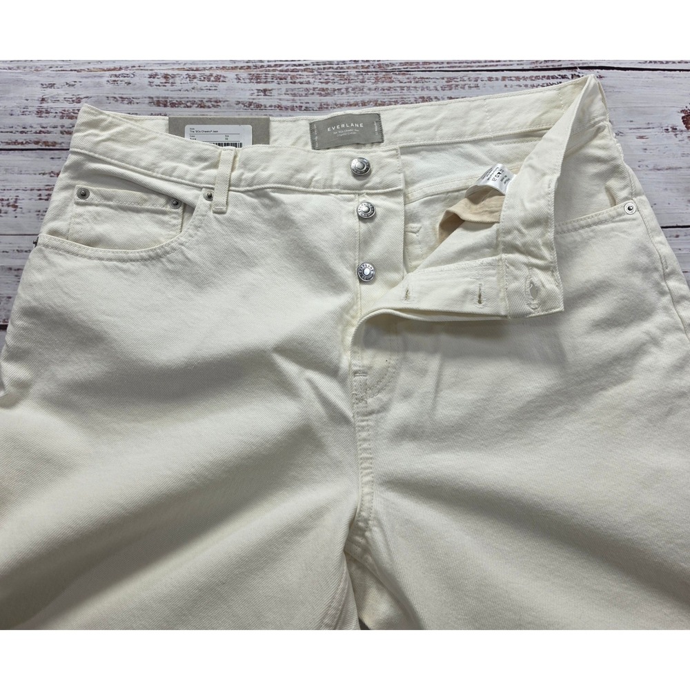 Everlane The 90s Cheeky Jean Women 32 Bone NWT High Rise Organic Cotton Denim‎